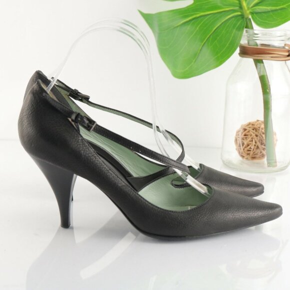 Sigerson Morrison Womens Pump Size 7.5 Black D'Orsay Retro Heel Dress Shoe - Picture 4 of 12